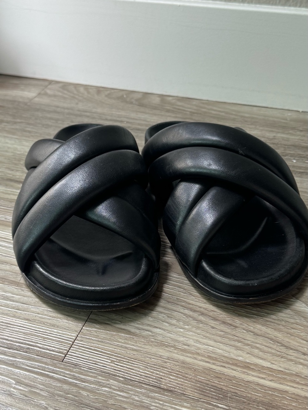 Anine Bing Black Quilted Slide Sandals - Picture 4 of 4